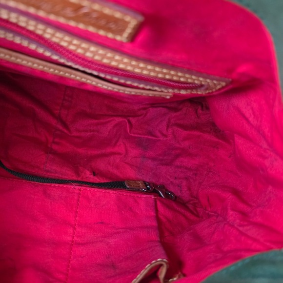 Dooney & Bourke Python Snake Embossed Leather Shoulder Bag Brown Tan Tassel - Picture 11 of 13